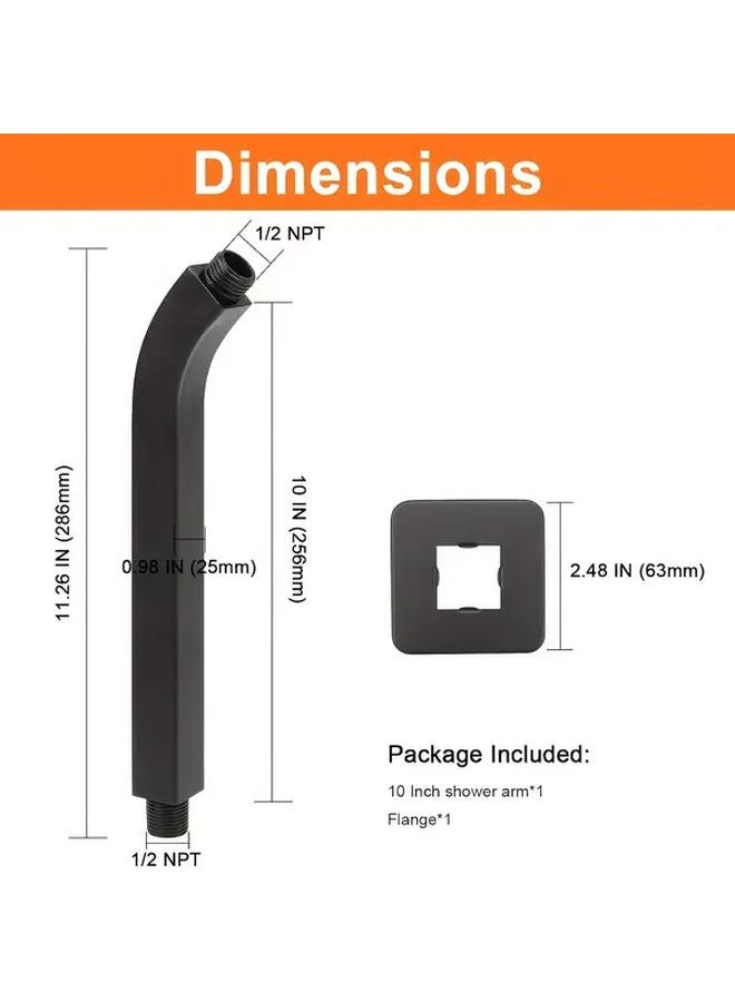 6 Inch Matte Black Shower Arm Holder 304 Stainless Steel Wall Mounted Extension For Shower Head - Image 2